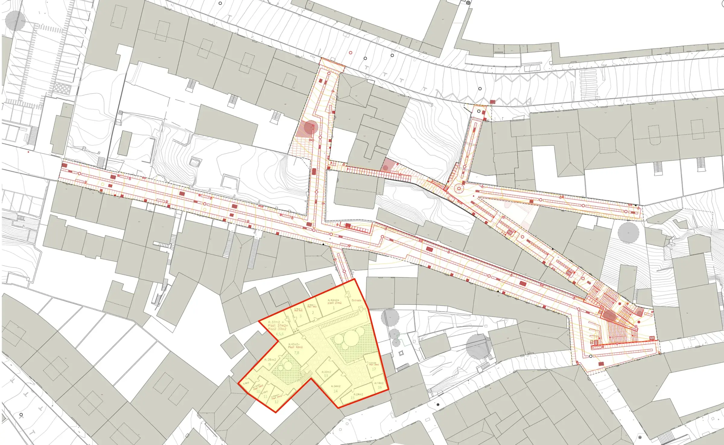 Site plan showing building footprint on the 713 m² Quinta do Ferro plot, Lisbon.